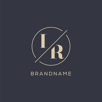 Initial letter LR logo with simple circle line, Elegant look monogram logo style vector