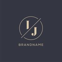 Initial letter IJ logo with simple circle line, Elegant look monogram logo style vector