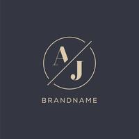 Initial letter AJ logo with simple circle line, Elegant look monogram logo style vector