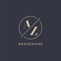 Initial letter AZ logo with simple circle line, Elegant look monogram logo style vector