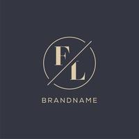 Initial letter EL logo with simple circle line, Elegant look monogram logo style vector