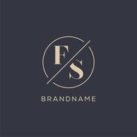 Initial letter ES logo with simple circle line, Elegant look monogram logo style vector
