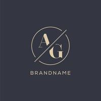 Initial letter AG logo with simple circle line, Elegant look monogram logo style vector