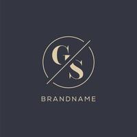 Initial letter GS logo with simple circle line, Elegant look monogram logo style vector