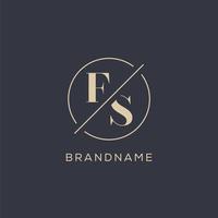 Initial letter FS logo with simple circle line, Elegant look monogram logo style vector