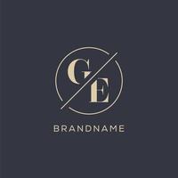 Initial letter GE logo with simple circle line, Elegant look monogram logo style vector