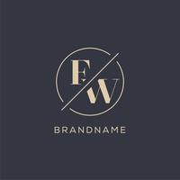 Initial letter EW logo with simple circle line, Elegant look monogram logo style vector