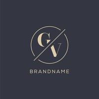Initial letter GV logo with simple circle line, Elegant look monogram logo style vector
