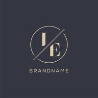 Initial letter IE logo with simple circle line, Elegant look monogram logo style vector