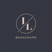 Initial letter IL logo with simple circle line, Elegant look monogram logo style vector
