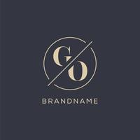 Initial letter GO logo with simple circle line, Elegant look monogram logo style vector