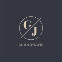 Initial letter GJ logo with simple circle line, Elegant look monogram logo style vector