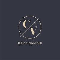 Initial letter CV logo with simple circle line, Elegant look monogram logo style vector