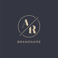 Initial letter AR logo with simple circle line, Elegant look monogram logo style vector