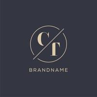 Initial letter CT logo with simple circle line, Elegant look monogram logo style vector