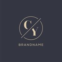 Initial letter CY logo with simple circle line, Elegant look monogram logo style vector