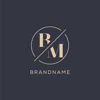 Initial letter BM logo with simple circle line, Elegant look monogram logo style vector