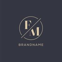 Initial letter FM logo with simple circle line, Elegant look monogram logo style vector