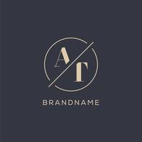 Initial letter AT logo with simple circle line, Elegant look monogram logo style vector