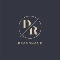 Initial letter DR logo with simple circle line, Elegant look monogram logo style vector