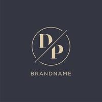 Initial letter DP logo with simple circle line, Elegant look monogram logo style vector