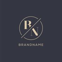 Initial letter BN logo with simple circle line, Elegant look monogram logo style vector