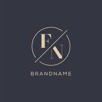 Initial letter FN logo with simple circle line, Elegant look monogram logo style vector