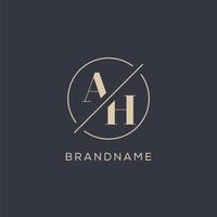 Initial letter AH logo with simple circle line, Elegant look monogram logo style vector