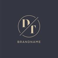 Initial letter DT logo with simple circle line, Elegant look monogram logo style vector