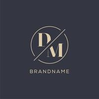 Initial letter DM logo with simple circle line, Elegant look monogram logo style vector