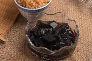 Brown Sugar Grass Jelly in a Sweet Thai Dessert Cup photo