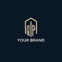 QP initial monogram logo with hexagonal shape style, real estate logo design ideas inspiration vector