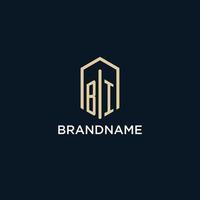 BI initial monogram logo with hexagonal shape style, real estate logo design ideas inspiration vector