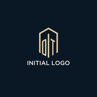 OT initial monogram logo with hexagonal shape style, real estate logo design ideas inspiration vector