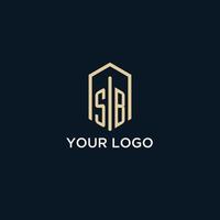 SB initial monogram logo with hexagonal shape style, real estate logo design ideas inspiration vector