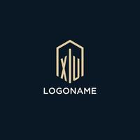 XU initial monogram logo with hexagonal shape style, real estate logo design ideas inspiration vector