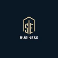 SE initial monogram logo with hexagonal shape style, real estate logo design ideas inspiration vector