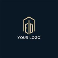 EO initial monogram logo with hexagonal shape style, real estate logo design ideas inspiration vector