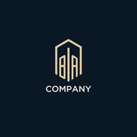 BA initial monogram logo with hexagonal shape style, real estate logo design ideas inspiration vector