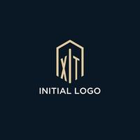 XT initial monogram logo with hexagonal shape style, real estate logo design ideas inspiration vector