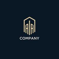 AA initial monogram logo with hexagonal shape style, real estate logo design ideas inspiration vector