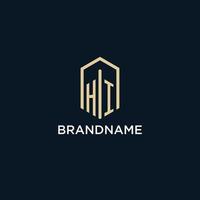 HI initial monogram logo with hexagonal shape style, real estate logo design ideas inspiration vector