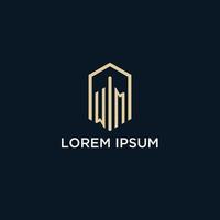 WM initial monogram logo with hexagonal shape style, real estate logo design ideas inspiration vector