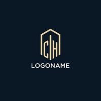 CH initial monogram logo with hexagonal shape style, real estate logo design ideas inspiration vector