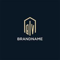 QV initial monogram logo with hexagonal shape style, real estate logo design ideas inspiration vector
