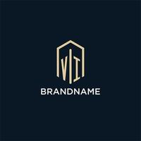 VI initial monogram logo with hexagonal shape style, real estate logo design ideas inspiration vector