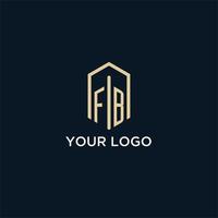 FB initial monogram logo with hexagonal shape style, real estate logo design ideas inspiration vector