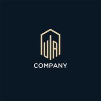 UA initial monogram logo with hexagonal shape style, real estate logo design ideas inspiration vector