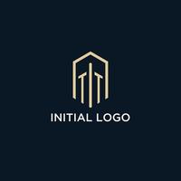 TT initial monogram logo with hexagonal shape style, real estate logo design ideas inspiration vector