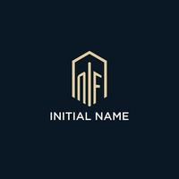 NF initial monogram logo with hexagonal shape style, real estate logo design ideas inspiration vector